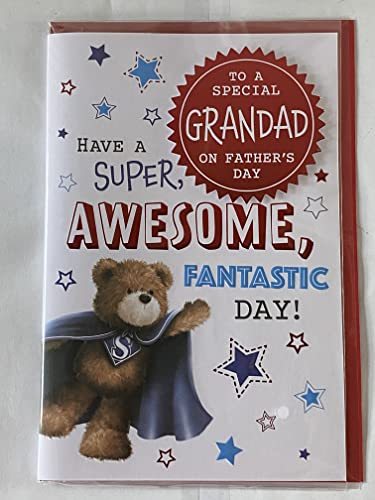 To A Special Grandad On Father's Day Have A Super Awesome Fantastic Day! Fathers Day Card Super Hero Teddy 3D/Foil Detail(PRELUDE47247)