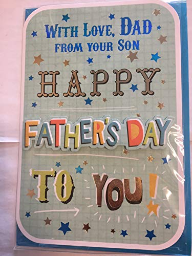 With Love Dad From Your Son Happy Father's Day To You Fathers Day Card Green/Multi Words 3D/Foil Detail(PRELUDE45784)