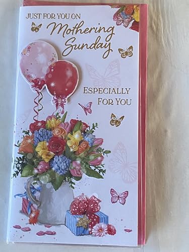 Just For You On Mothering Sunday Especially For You Mother's Day Mothers Day Card Multi Flowers/Balloons/Present 3D/Foil Detail(PRELUDE49799)