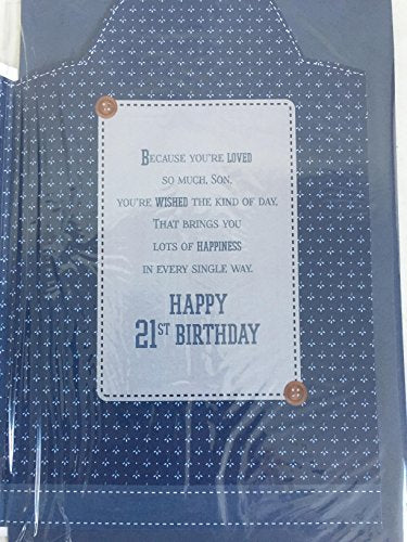 Son It's Your 21st Birthday Have A Brilliant Day Just For You Card Age 21 Twenty-One Birthday Card Blue Shirt 3D/Foil Detail(PRELUDE39692)