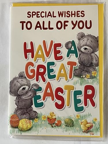 Special Wishes To All Of You Have A Great Easter Card Teddy/Easter Eggs/Multi Words Foil Detail(PH47782E)