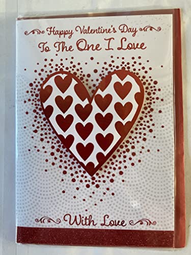 Happy Valentine's Day To The One I Love With Love Valentine's Day Valentines Day Card White/Red Hearts/Spots 3D/Glitter/Foil Detail (PRELUDE45312)