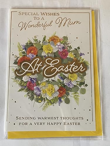 Special Wishes To A Wonderful Mum At Easter Card Easter Wreath/Gold Words Foil Detail(PH49854A)