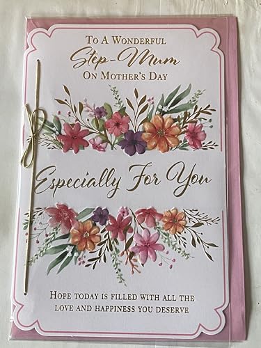 To A Wonderful Step-Mum On Mother's Day Especially For You Mothers Day Card Flowers/Gold Words String/Foil Detail(PRELUDE49808)