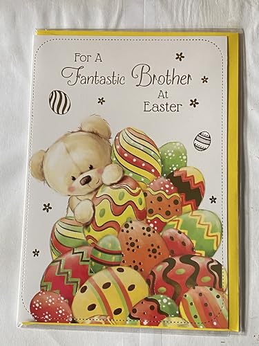 For A Fantastic Brother At Easter Card Teddy/Multi Easter Eggs Foil Detail(PH41450A)