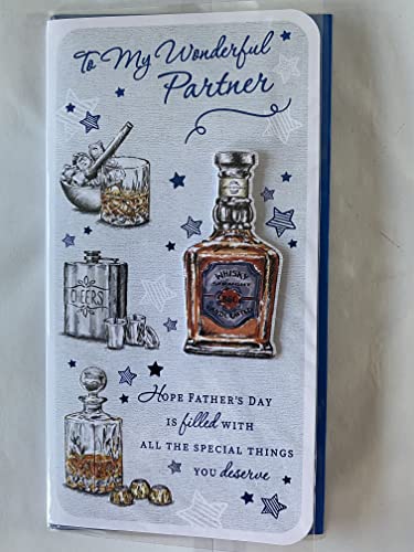 To My Wonderful Partner Father's Day Fathers Day Card My Partner Whisky/Blue Words 3D/Foil Detail(PRELUDE47244)