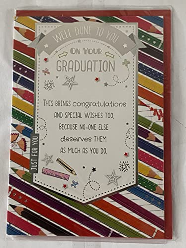 Well Done To You On Your Graduation Card Open General Generic Exam Results Passed Passing Pass Congratulations Multi Pencils/Silver Words Foil Detail(PH41556A)