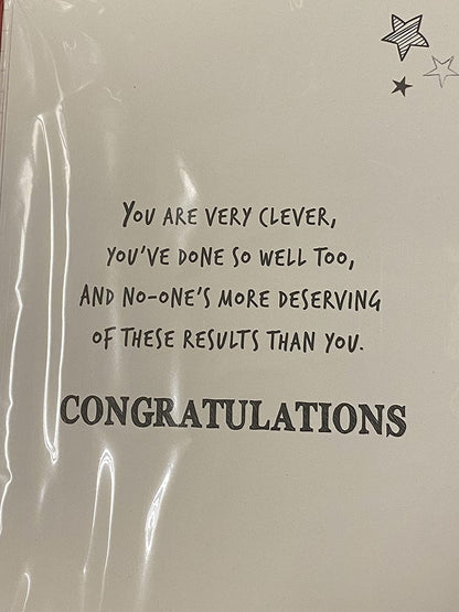 Congratulations On Your G.C.S.E Results Well Done! Card Passed Passing GCSE Exams Congratulations Teddy Holding Red Banner Foil Detail(PH48881A)