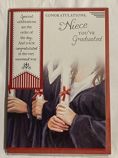 Congratulations Niece You've Graduated Card Graduation Well Done Graduates Holding Scrolls Foil Detail(PH41557A)