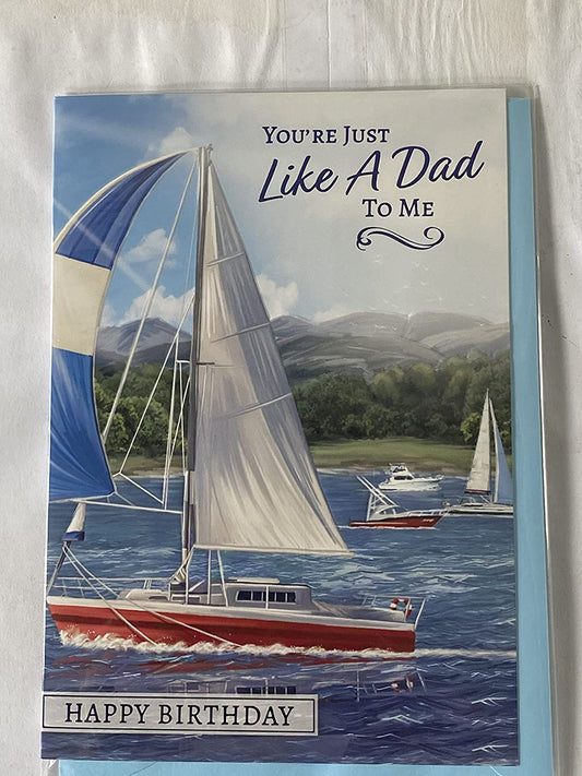 You're Just Like A Dad to Me Happy Birthday Card White/Red/Blue Yacht Foil Detail(PH48396A)