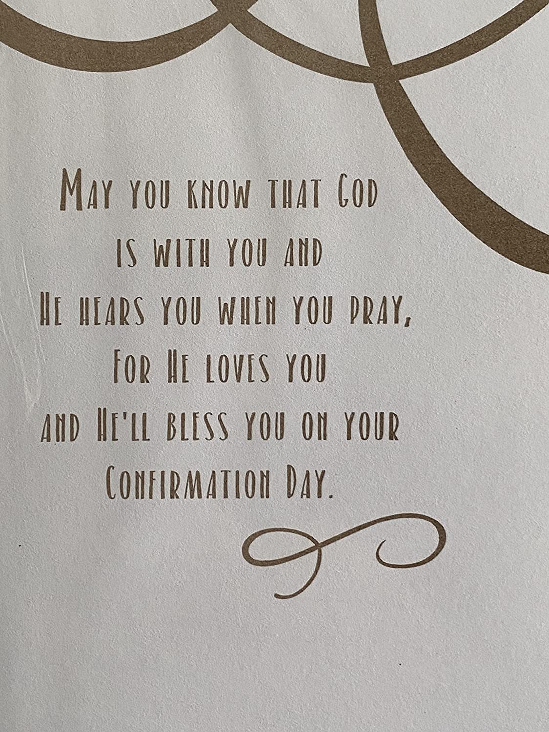 Unisex Congratulations On Your Confirmation Card Confirmed Black/Gold Words/Gold Cross Foil Detail(KI43167E)