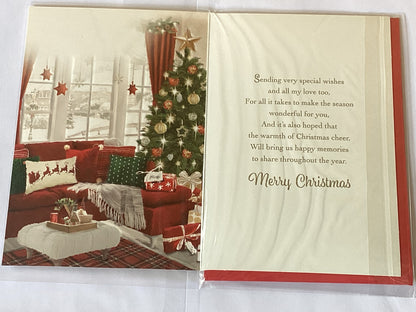 With Love To My Very Special Partner At Christmastime Christmas Card Red Sofa/Tree(VX123B)