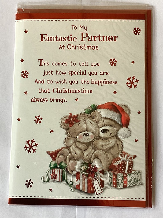 To My Fantastic Partner At Christmas Card Teddies/Presents/Red Words(PH42844B)