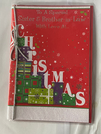 To A Special Sister & Brother-In-Law With Love At Christmas Card Red-Multi Presents(PRELUDE34785)