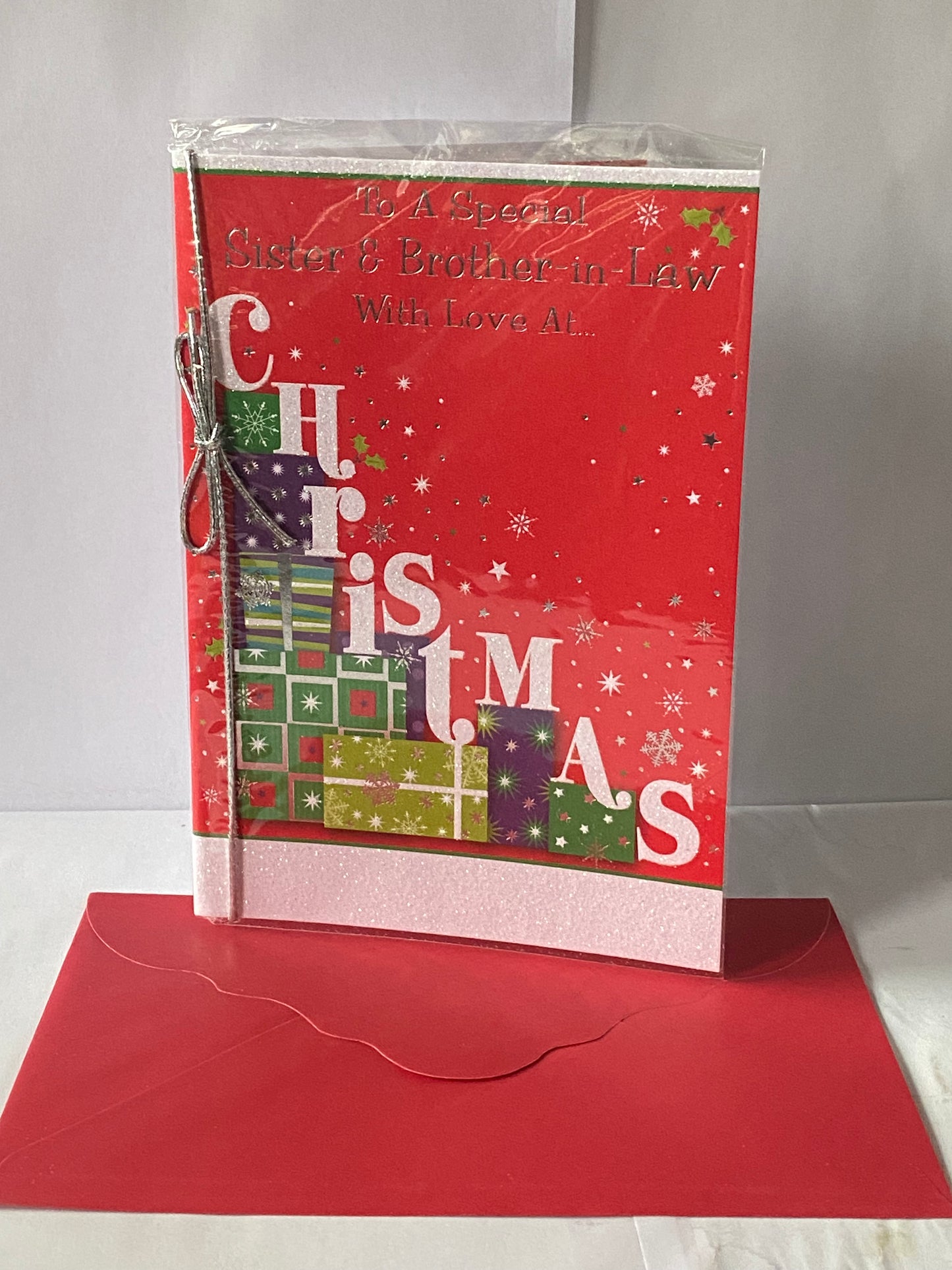 To A Special Sister & Brother-In-Law With Love At Christmas Card Red-Multi Presents(PRELUDE34785)