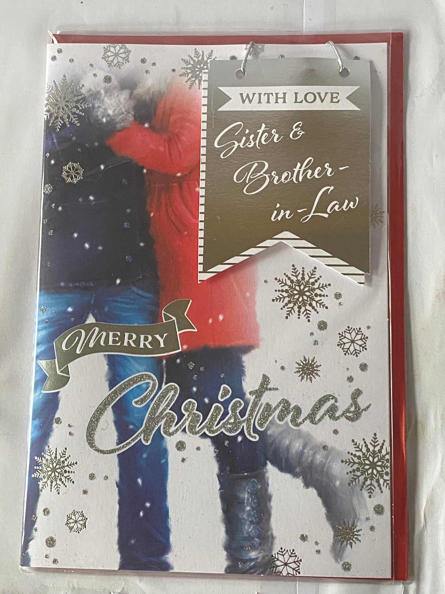 With Love Sister & Brother-In-Law Merry Christmas Card Couple/Snowflakes(PRELUDE43816)