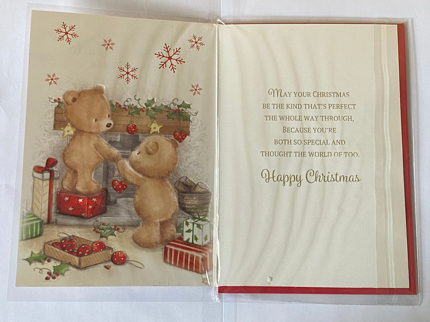 To A Special Auntie & Uncle At Christmas Card Teddies Decorating Fireplace(NC-VX067B)