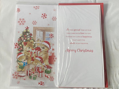 To A Fantastic Sister & Family Especially For You Christmas Card Teddy Family/Presents(PRELUDE46892)