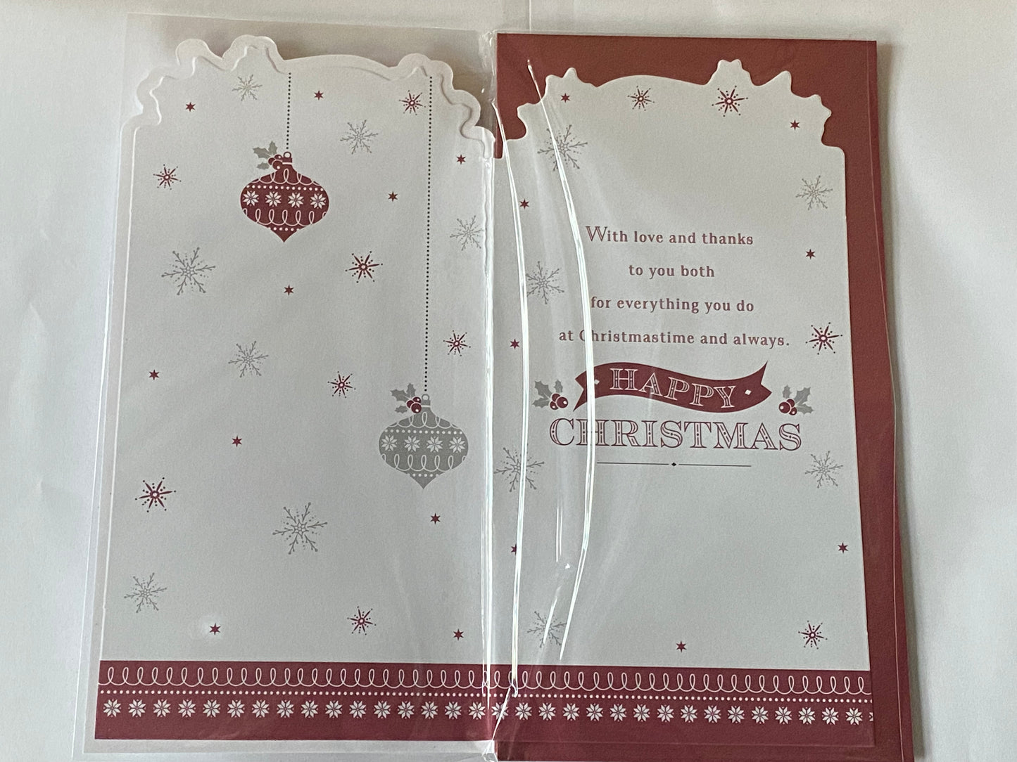 With Love Mam & Dad Christmas Is The Most Magical Time of The Year Christmas Card White/Red/Silver Words(PRELUDE44933)