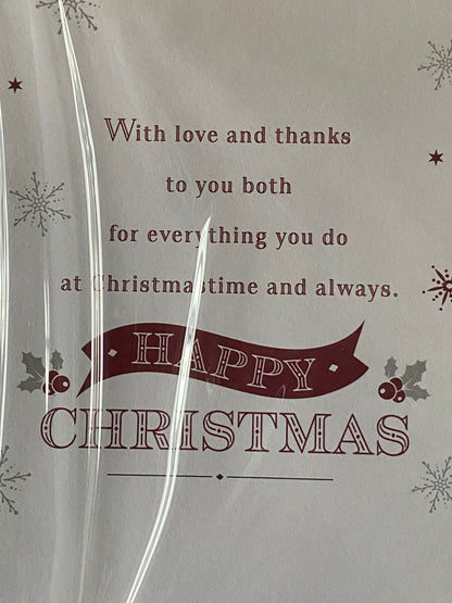 With Love Mam & Dad Christmas Is The Most Magical Time of The Year Christmas Card White/Red/Silver Words(PRELUDE44933)