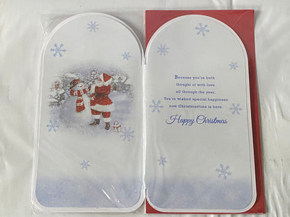 To A Special Sister & Fiance Christmas Wishes Christmas Card Santa/Snowman/Words(PRELUDE39140)