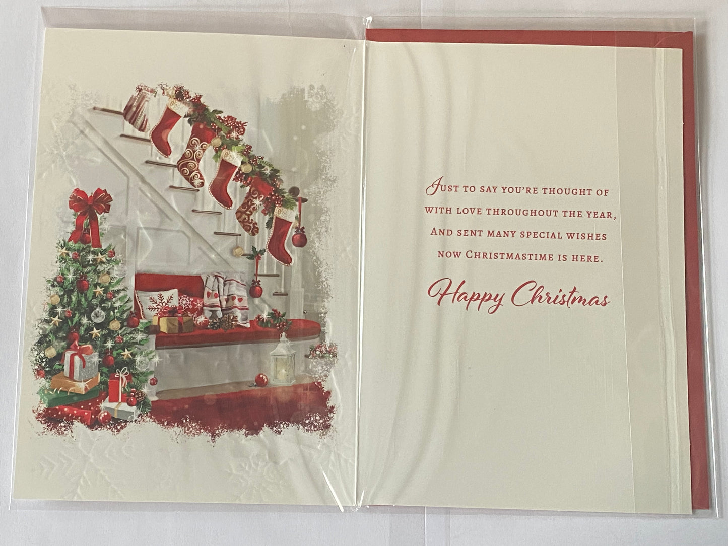 To A Special Mum & Dad At Christmastime Christmas Card Staircase/Stockings(PH46981A)