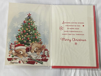 To A Special Granddaughter & And Your Partner At Christmas Card Laying Down Teddies/Cards/Tree(VX178B)