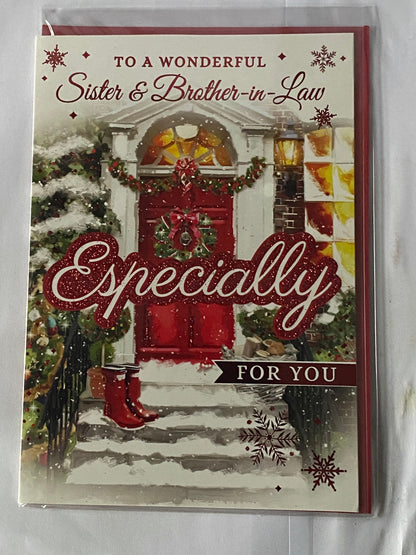 To A Wonderful Sister & And Brother-In-Law Especially For You Christmas Card Red Door/Steps/Red Wellies(PH49187A)