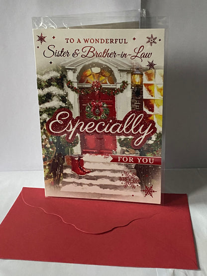 To A Wonderful Sister & And Brother-In-Law Especially For You Christmas Card Red Door/Steps/Red Wellies(PH49187A)