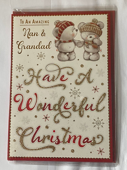 To An Amazing Nan & Grandad Have A Wonderful Christmas Card Teddies/Words(PH46353A)