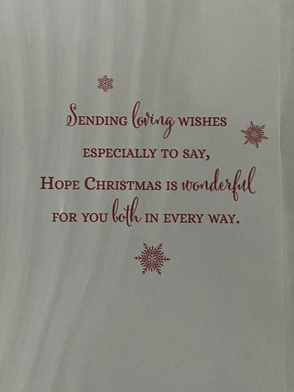 To A Wonderful Grandson & And Your Wife Christmas Card Winter Scene/Houses/Red Words Foil Detail(PH50212A)