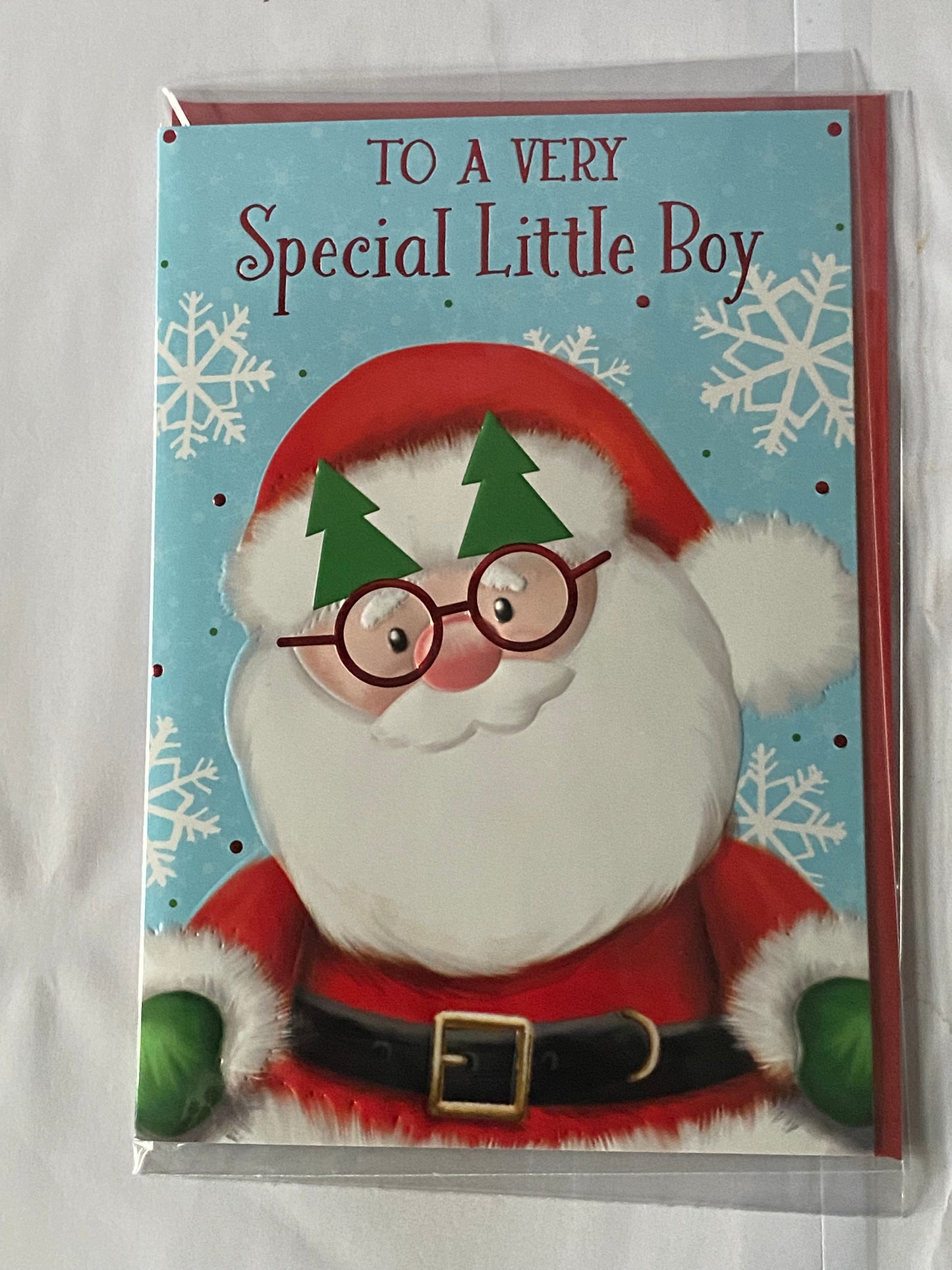 To A Very Special Little Boy Christmas Card Blue-Cute Santa Foil Detail(PH50244B)