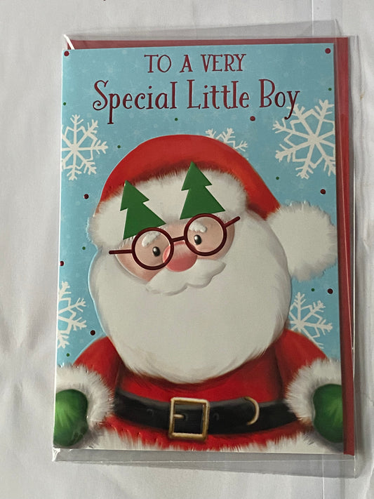 To A Very Special Little Boy Christmas Card Blue-Cute Santa Foil Detail(PH50244B)