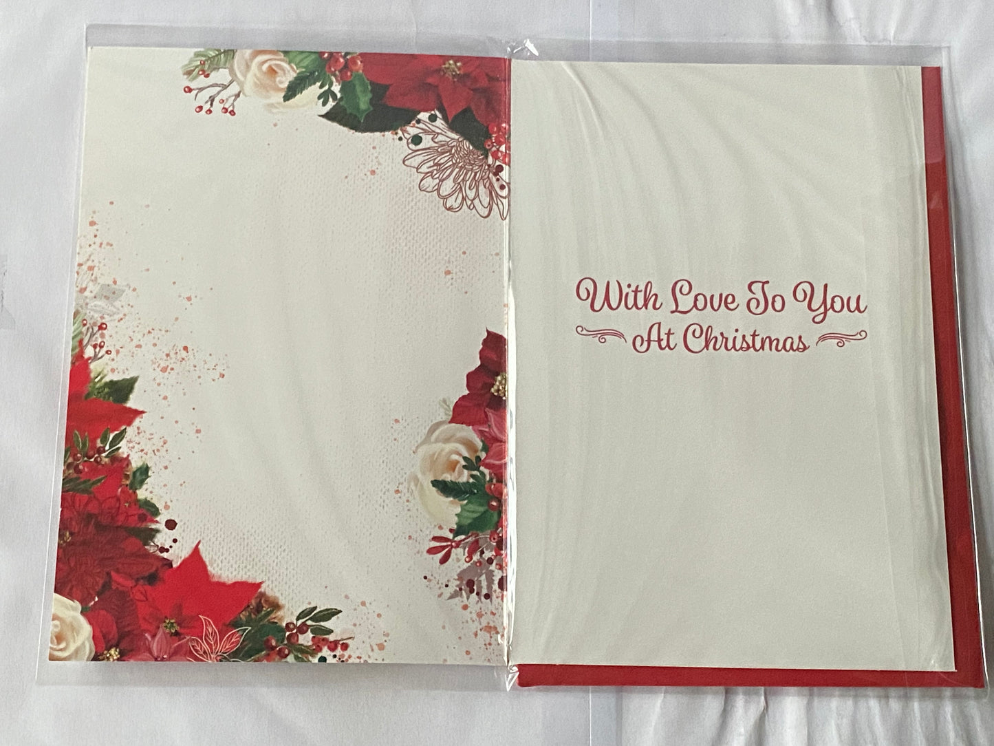 To A Wonderful Godmother Christmas Card White-Flowers/Gold Words/Circle Foil Detail(PH50228A)