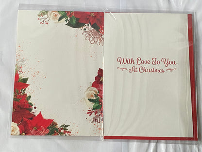 To A Wonderful Sister-In-Law Christmas Card White-Flowers/Gold Words/Circle(PH50228A)