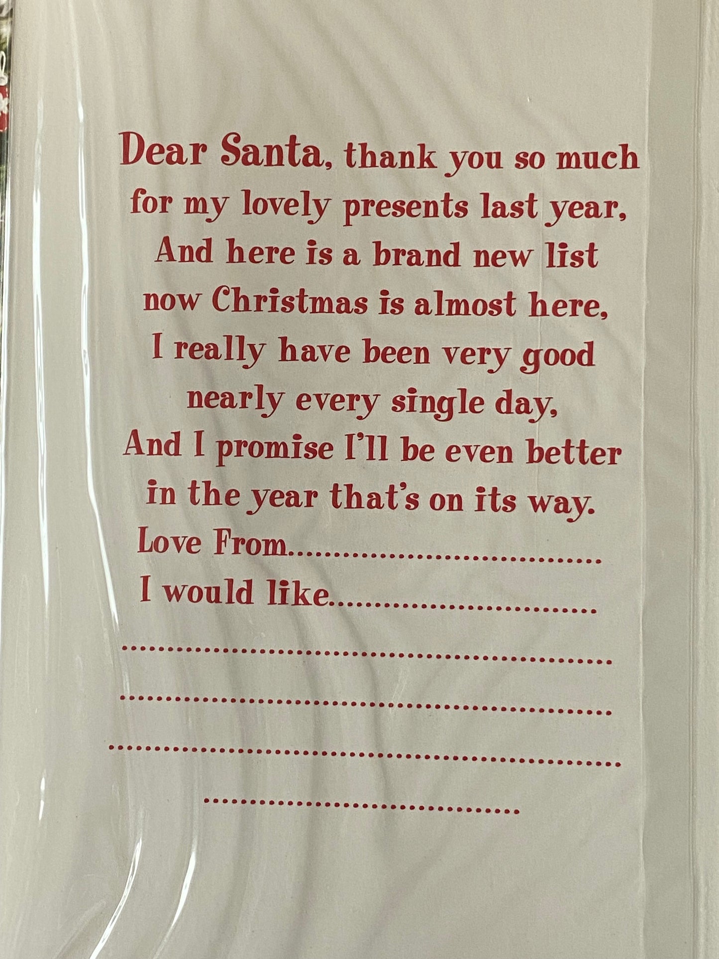 A Special Letter To Santa Christmas Wishes Christmas Card Cute Santa/Red Sack/Staircase(PH45229A)