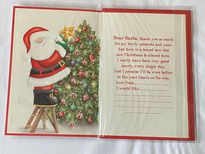 A Special Letter To Santa Happy Christmas Card Cute Santa/Star/Ladders(PH45229B)