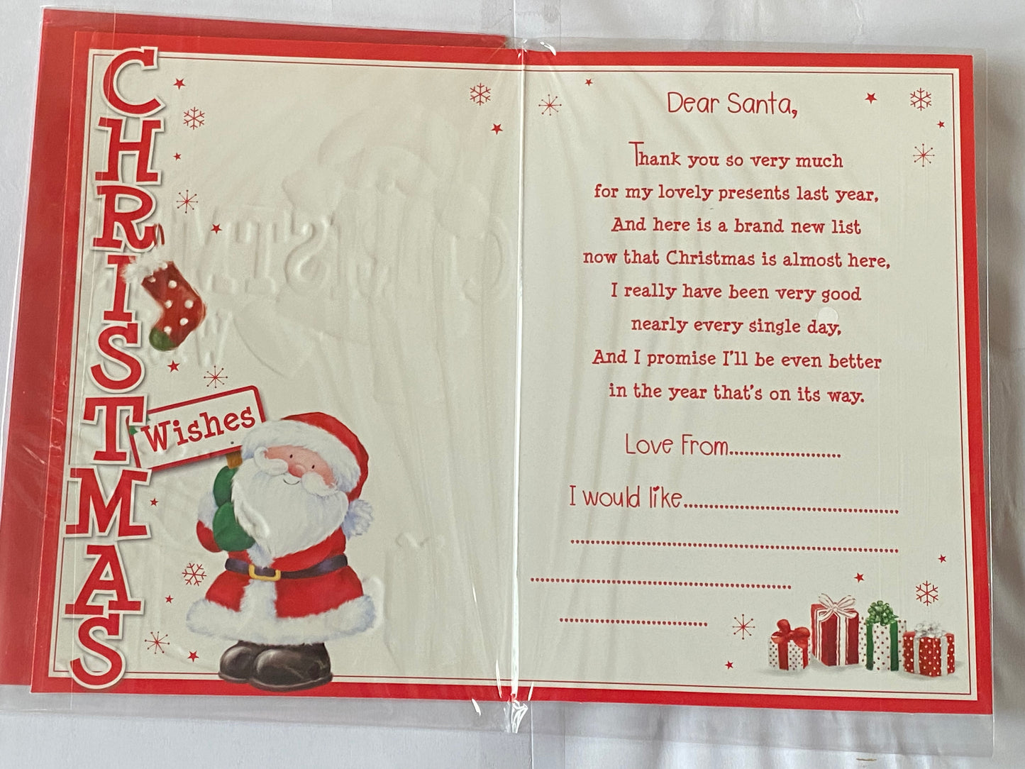 A Letter To Santa Christmas Wishes Christmas Card Red-Santa/Words(PH39321A)