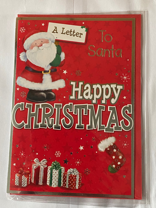 A Letter To Santa Happy Christmas Card Red-Santa/Words(PH39321B)