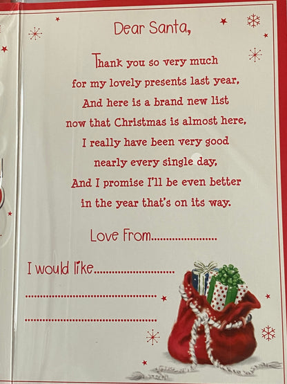 A Letter To Santa Happy Christmas Card Red-Santa/Words(PH39321B)