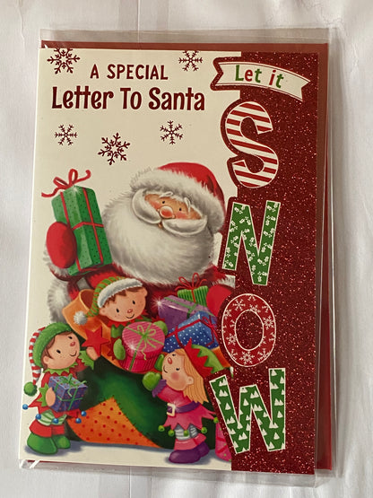 A Special Letter To Santa Let It Snow Christmas Card Cute Santa/Elves(PH48369A)