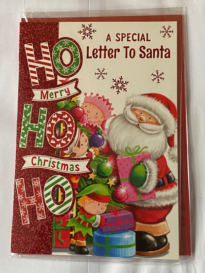 A Special Letter To Santa HoHoHo Merry Christmas Card Cute Santa/Elves(PH48369B)