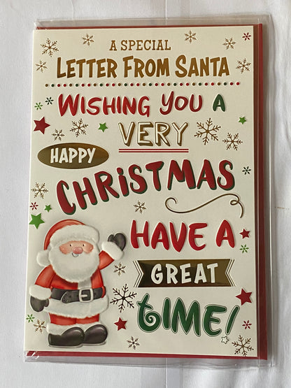 A Special Letter From Santa Wishing You A Very Happy Christmas Card Cute Santa/Words(PH48371B)