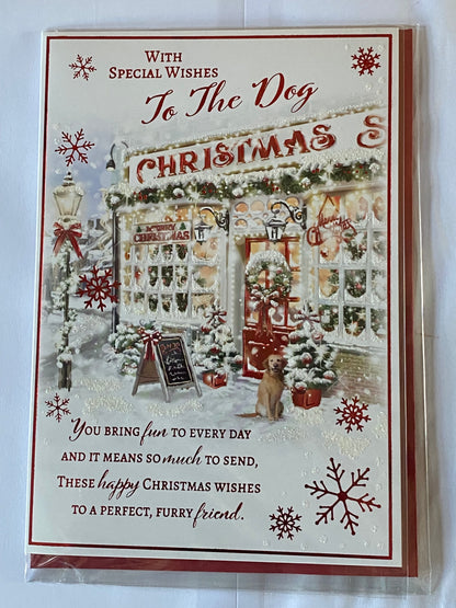 With Special Wishes To The Dog Christmas Card Christmas Shop/Dog/Red Words(PH46983A)