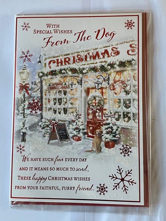 With Special Wishes From The Dog Christmas Card Christmas Shop/Dog/Red Words(PH46983A)