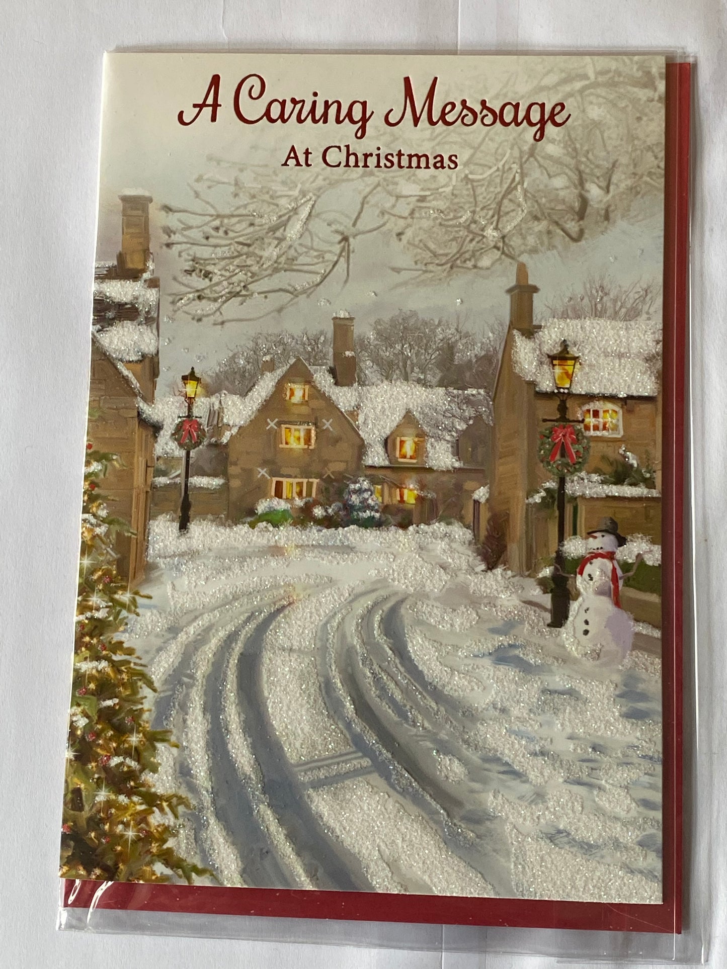 A Caring Message At Christmas Card Winter Scene/Houses/Snowman(NC-VX044B)