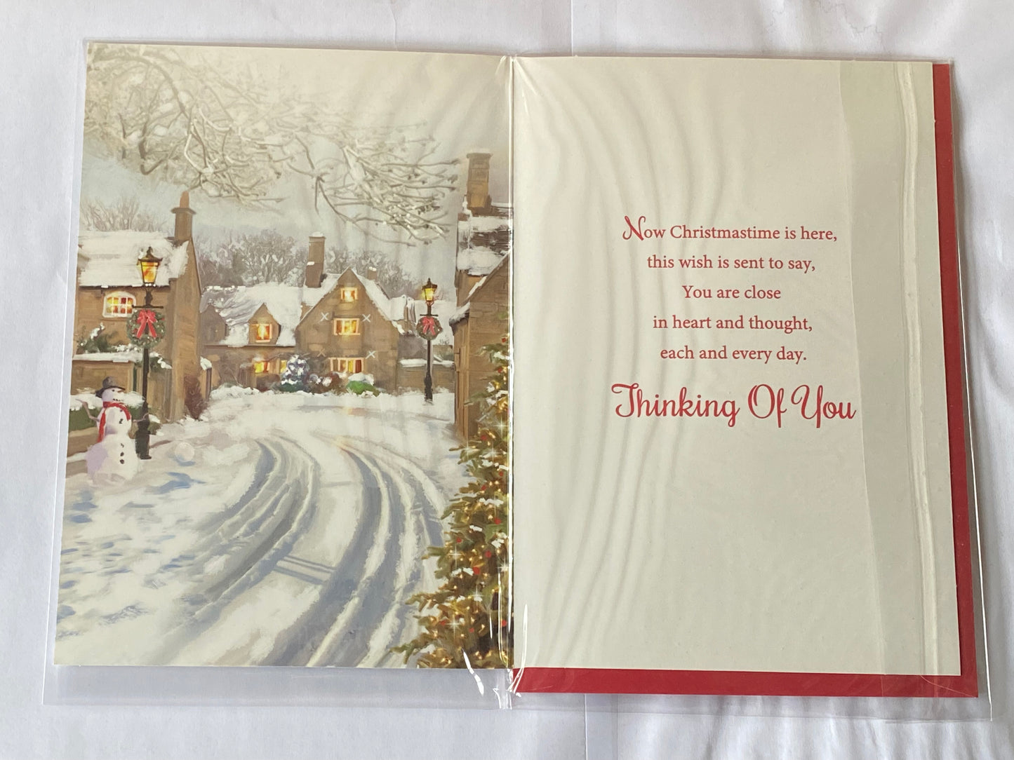 A Caring Message At Christmas Card Winter Scene/Houses/Snowman(NC-VX044B)