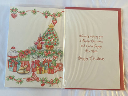 For You Brother & Partner At Christmas Time Christmas Card Tree/Red Wine/Presents(SXC50-1421A)