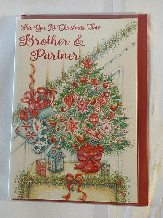 For You At Christmas Time Brother & Partner Christmas Card Stockings/Staircase/Tree(SXC50-1421B)