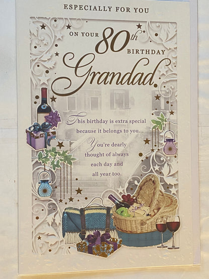 Especially For You On Your 80th Birthday Grandad Birthday Card Hamper/Words-Larger Card Foil Detail(OP125008/09)